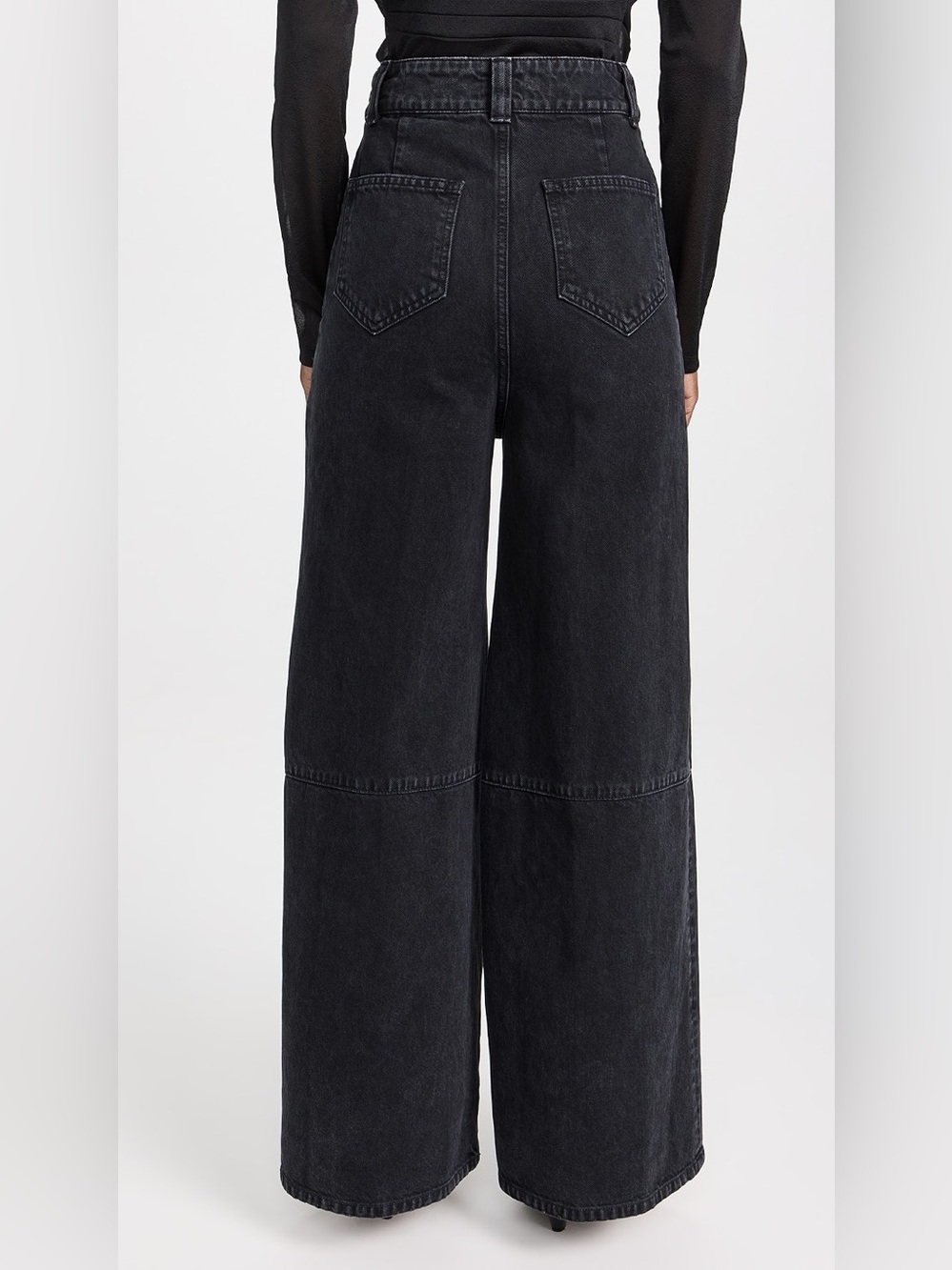 Khaite Isla Paneled High Rise Wide Leg Jeans 31 Black Rigid Heavyweight Denim - Picture 2 of 15
